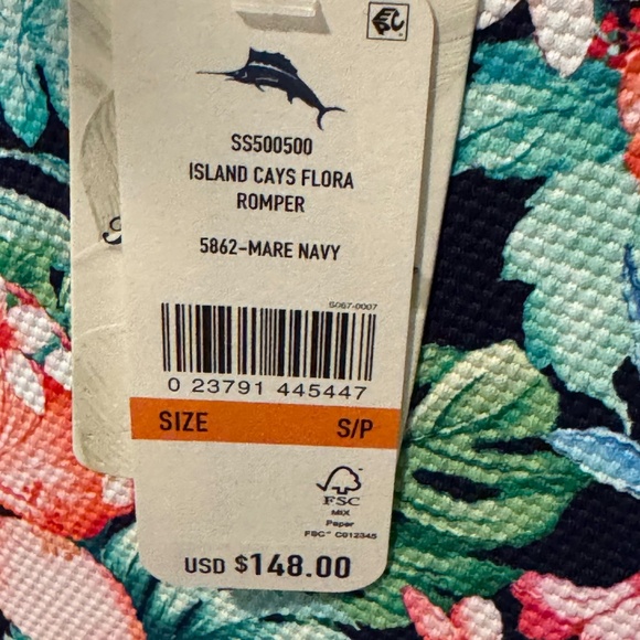 Tommy Bahama Island Cays Flora Romper Size s - Picture 2 of 3